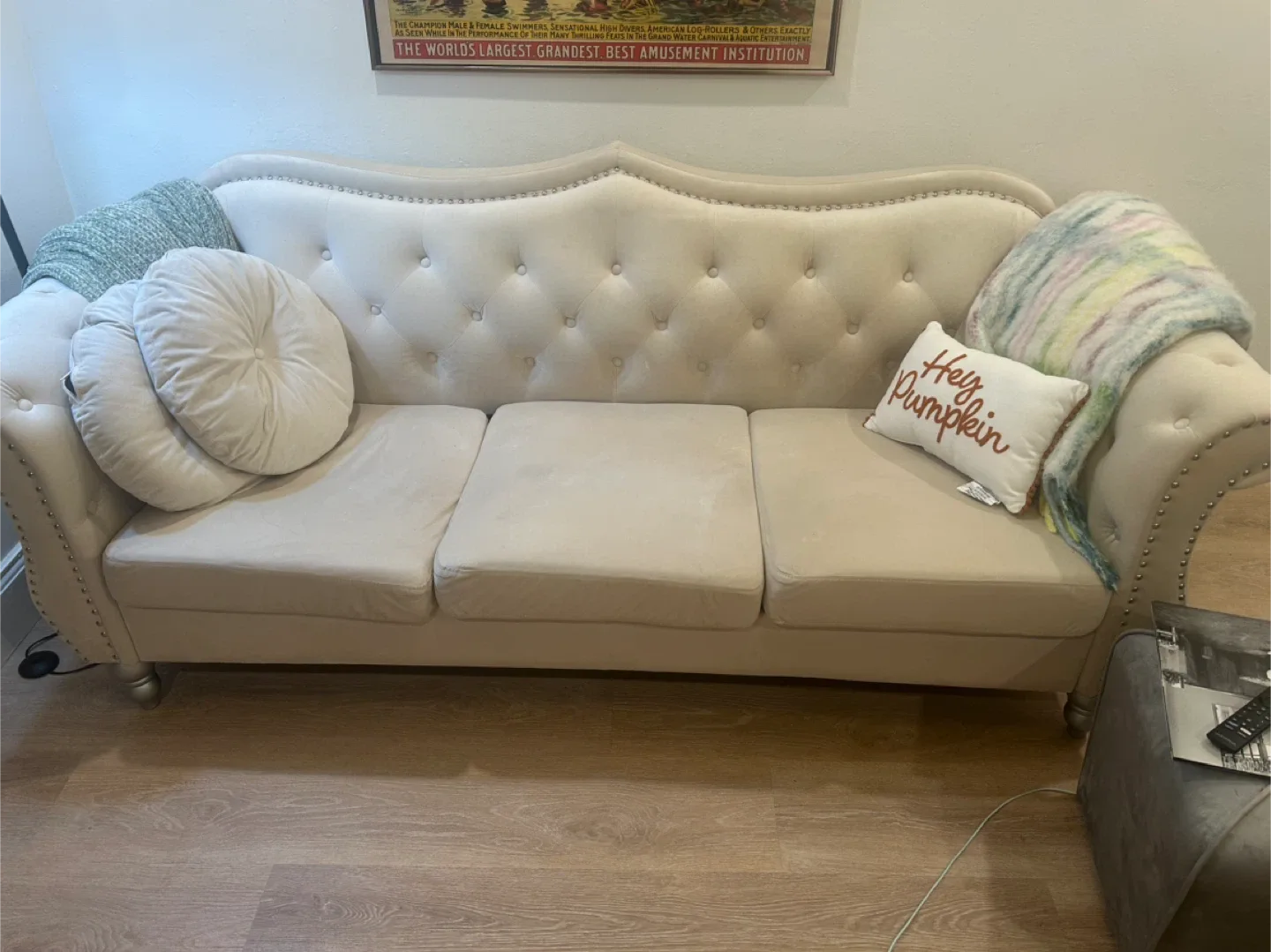 Large tufted Beige Sofa image indicator(2)