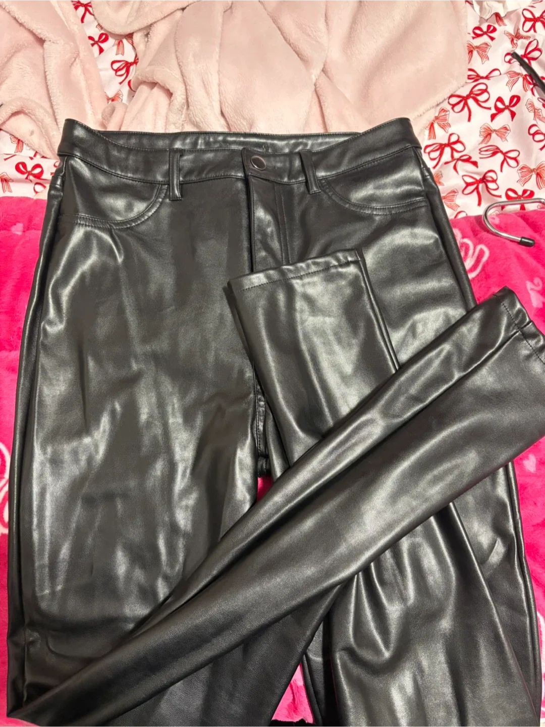 Black Faux Leather Pants image indicator(3)