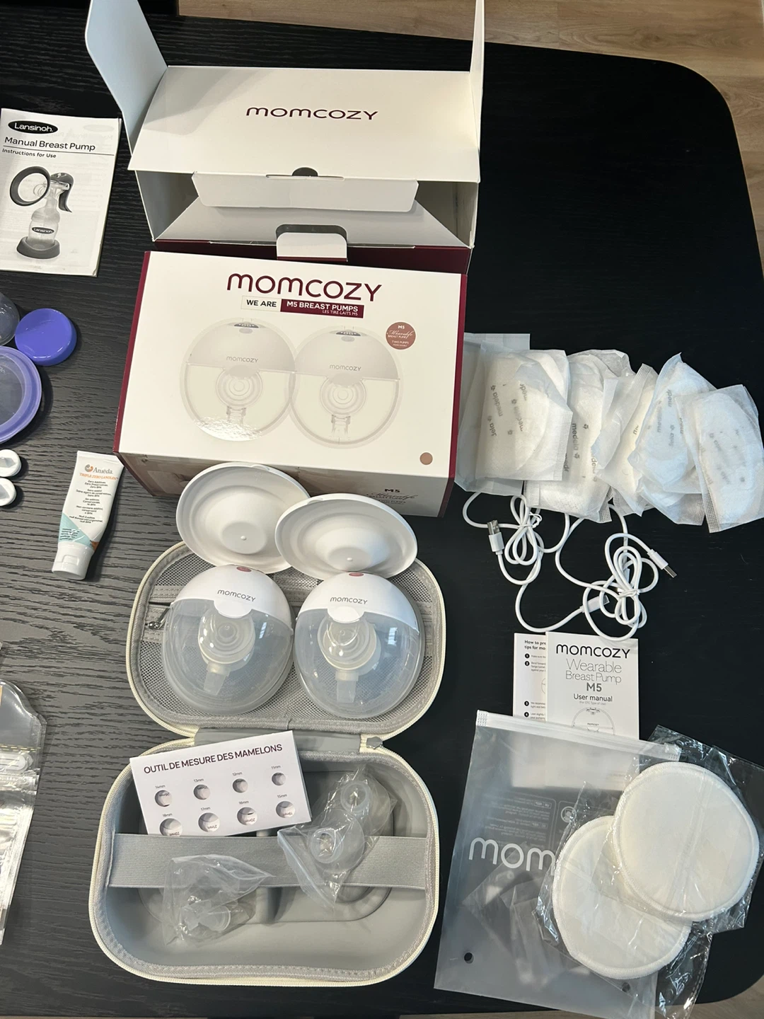 Momcozy M5 Wearable Breast Pumps & Lansinoh Bundle