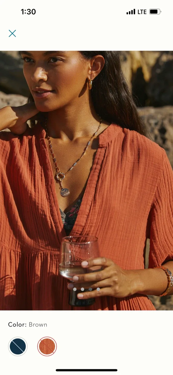 BNWT Anthropologiee Kallie Cotton Flowy TUNIC Dress BROWN XS image indicator(3)