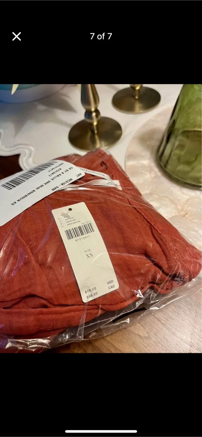 BNWT Anthropologiee Kallie Cotton Flowy TUNIC Dress BROWN XS image indicator(7)