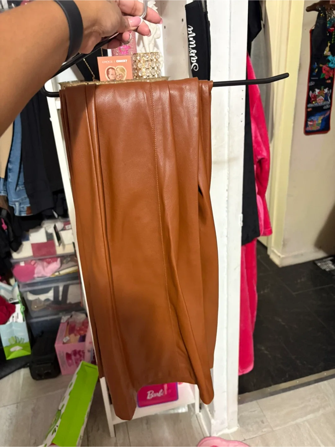 Dynamite Brown Faux Leather Wide Leg Pants - Size 4 image indicator(5)