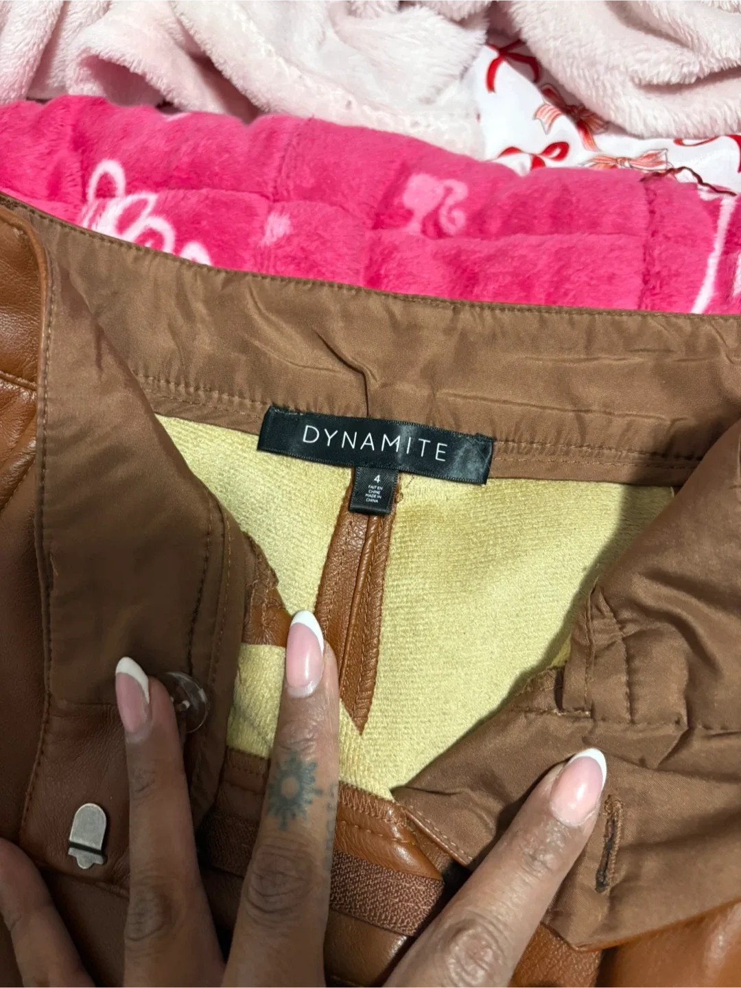 Dynamite Brown Faux Leather Wide Leg Pants - Size 4 image indicator(3)