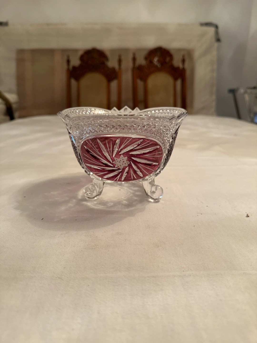 Crystal Serving Set with Red Bowl