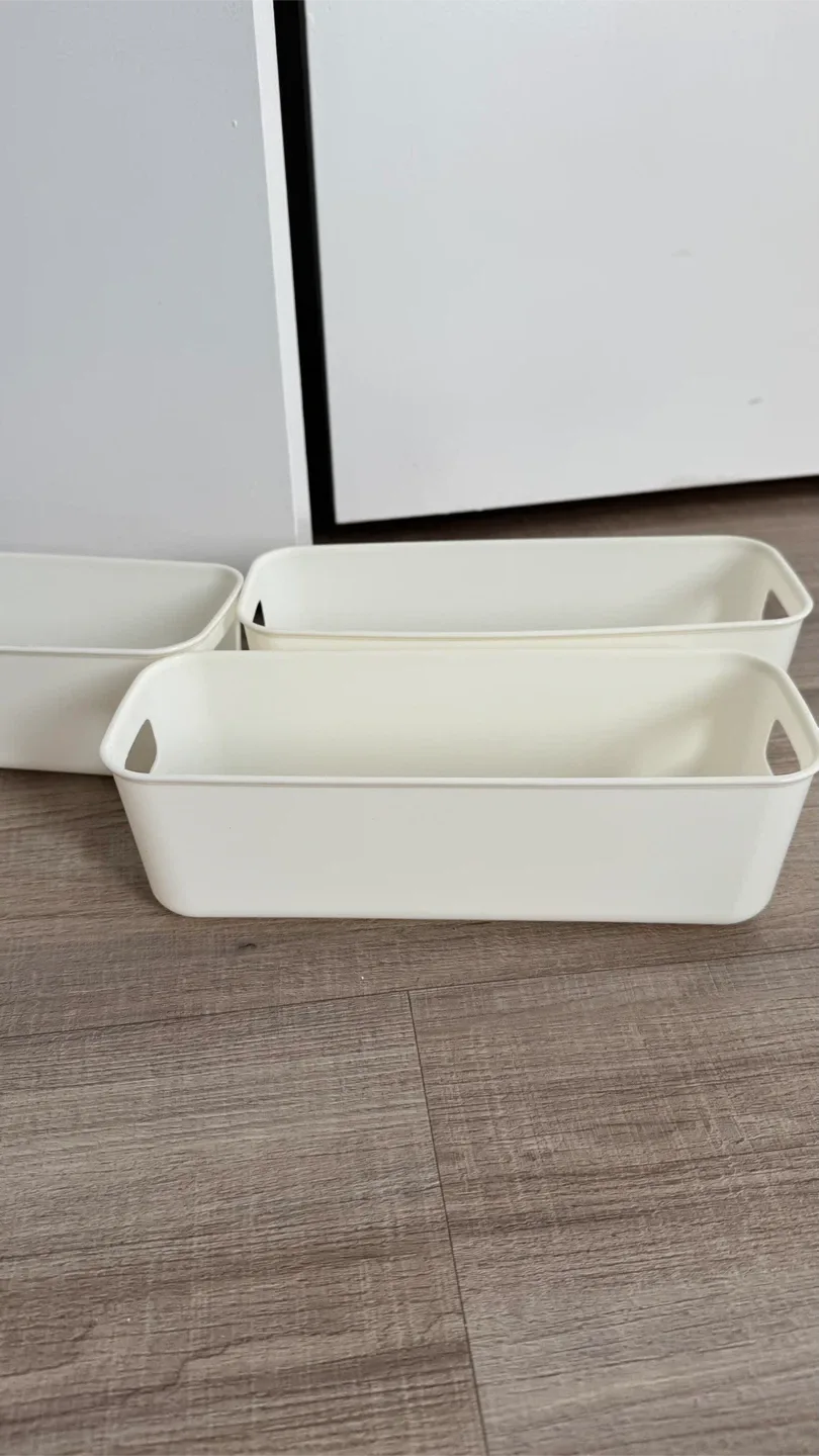 White Plastic Storage Bins - Set of 4 image indicator(2)