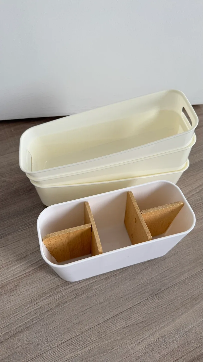 White Plastic Storage Bins - Set of 4 image indicator(4)