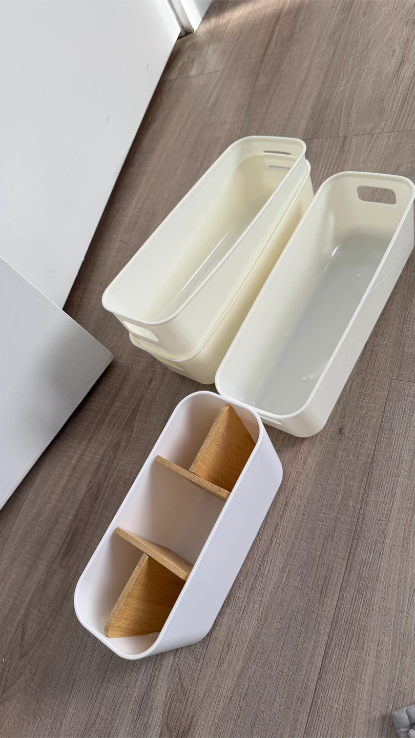 White Plastic Storage Bins - Set of 4