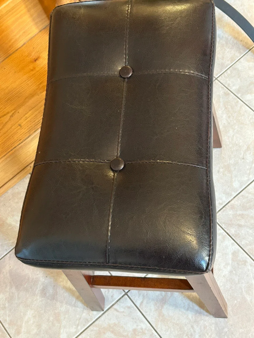 Dark Brown Bar Stool with Faux Leather Seat image indicator(3)