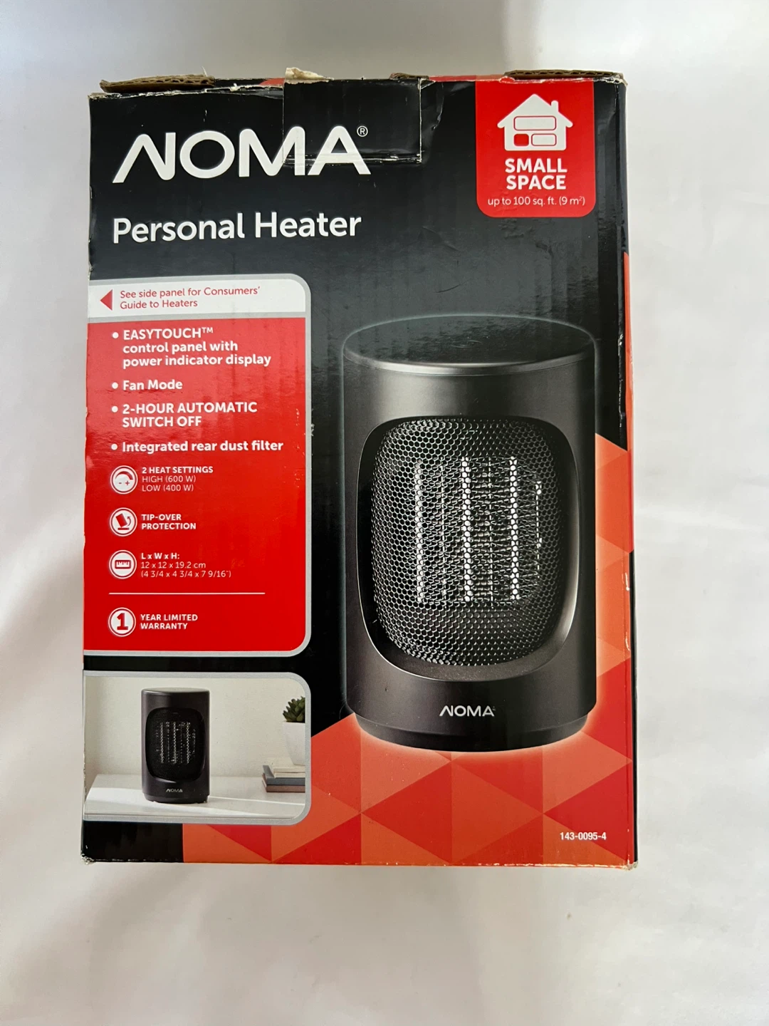 NOMA Personal Heater, 600 W, Black - photo 3