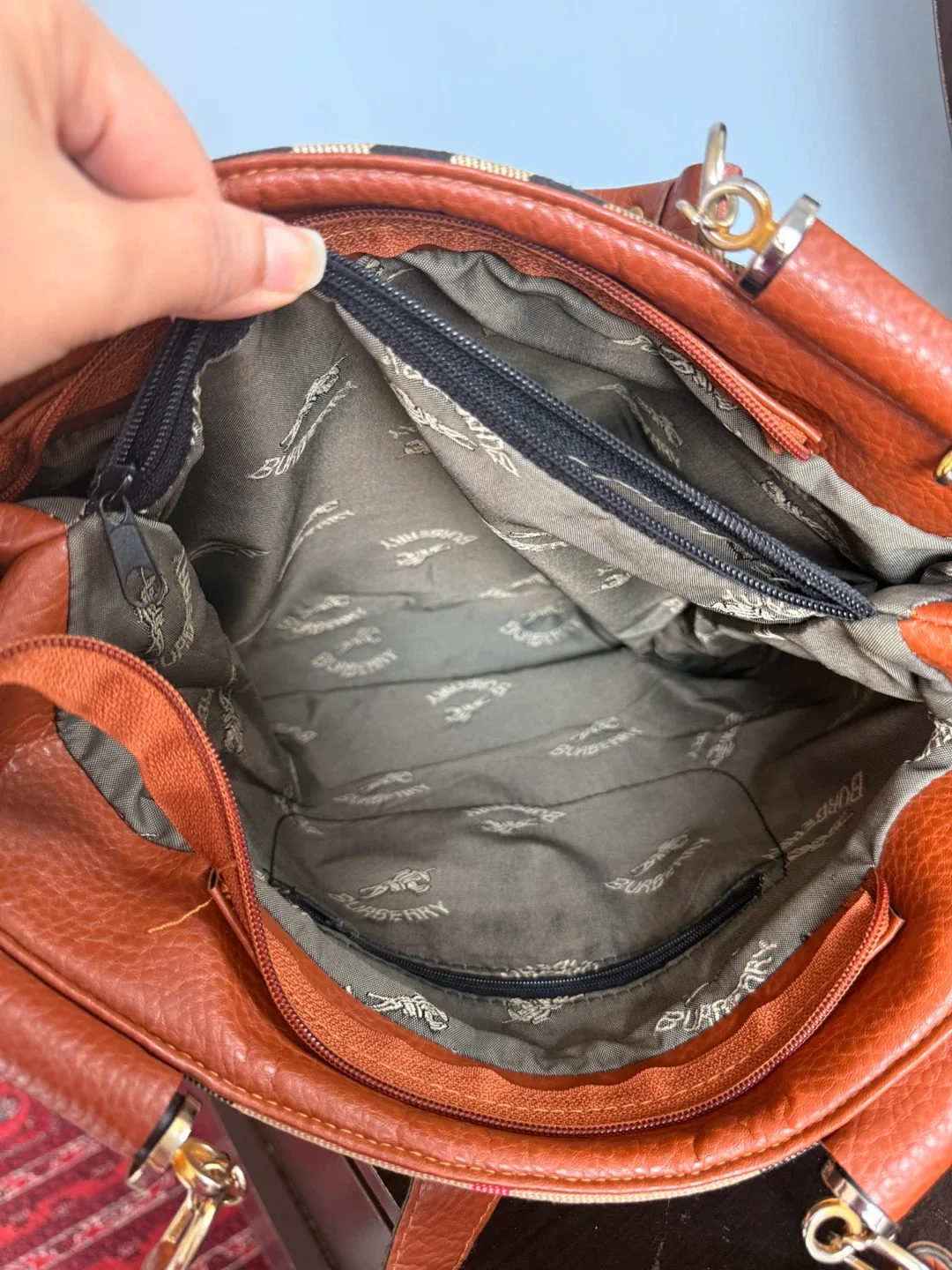 Burberry Plaid Tote Bag image indicator(5)