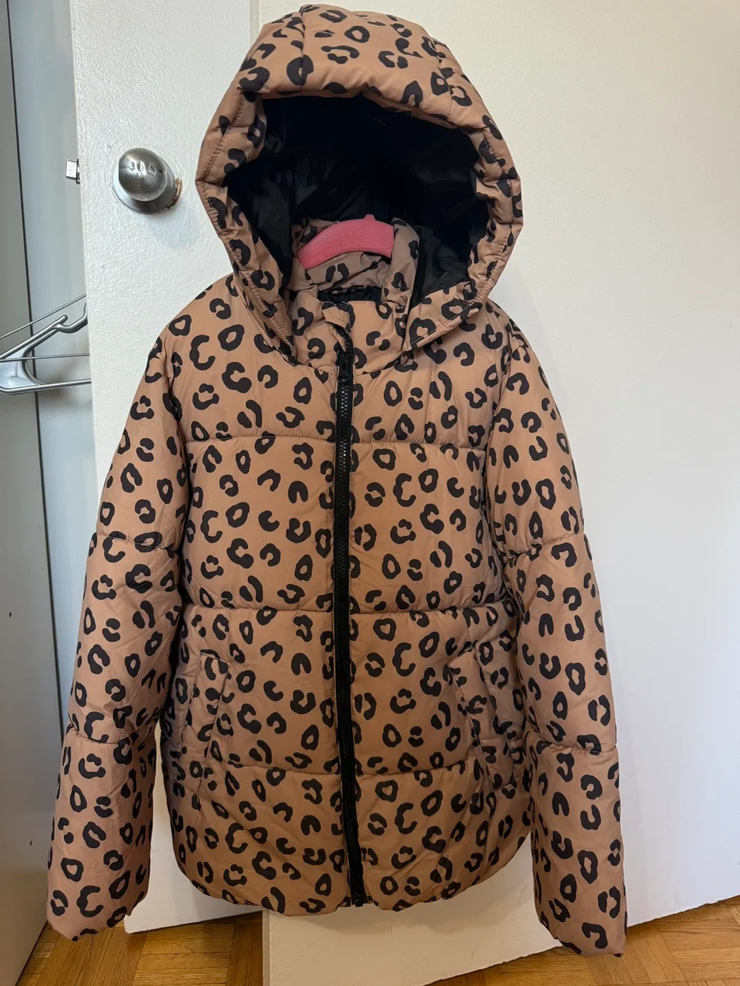 H&M Leopard Print Puffer Jacket - Size 8-10