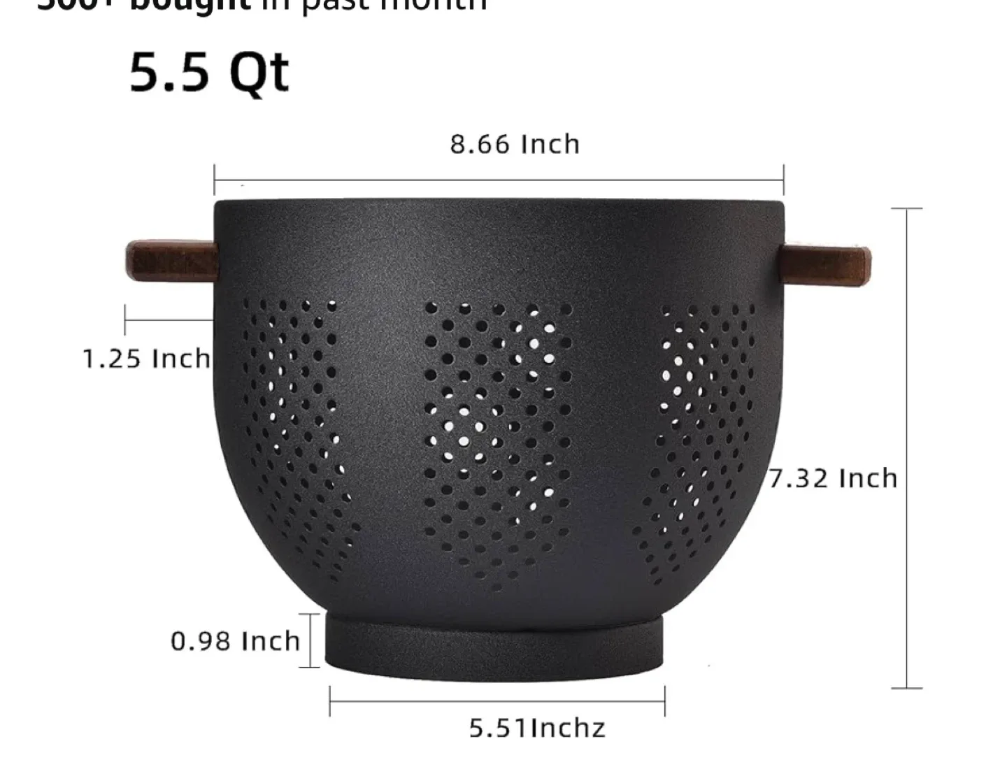 BeFare  Large Metal Colander with Wood Handle & Stable Base image indicator(6)