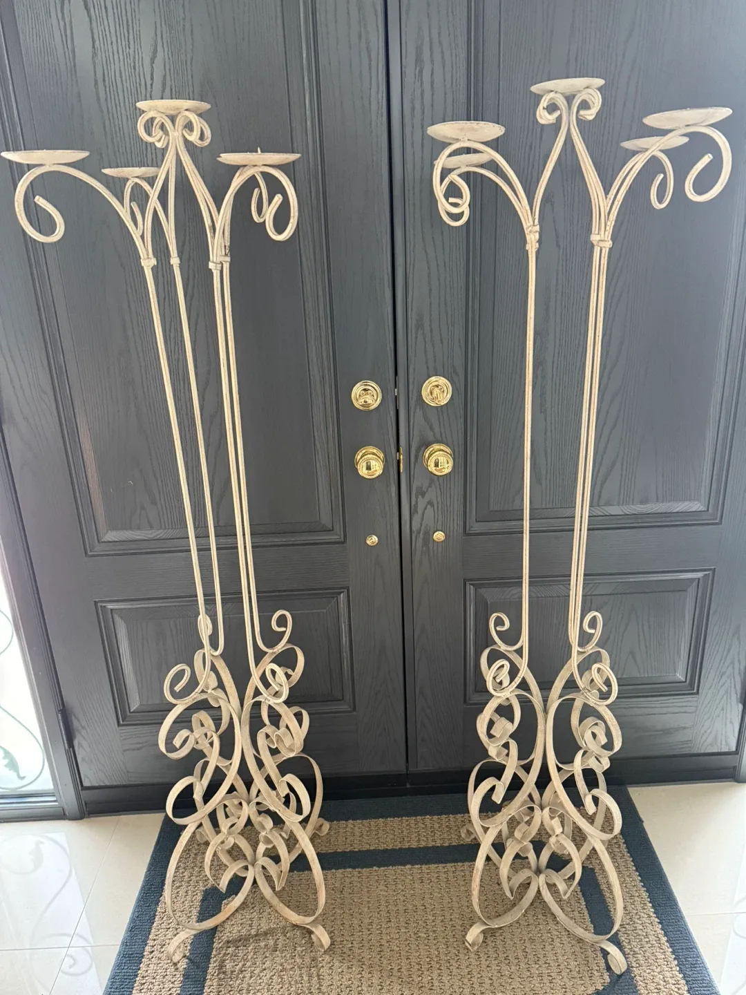 Pair of Metal Candelabra Candle Holders