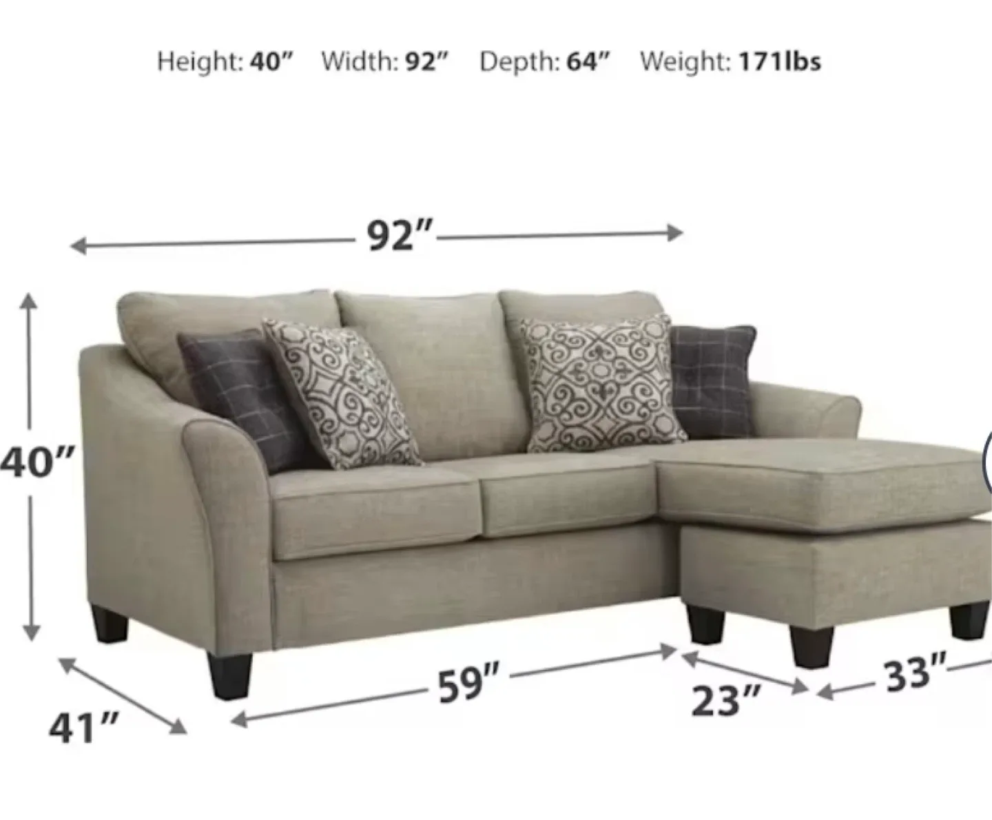 Beige Sofa with Chaise Lounge image indicator(3)