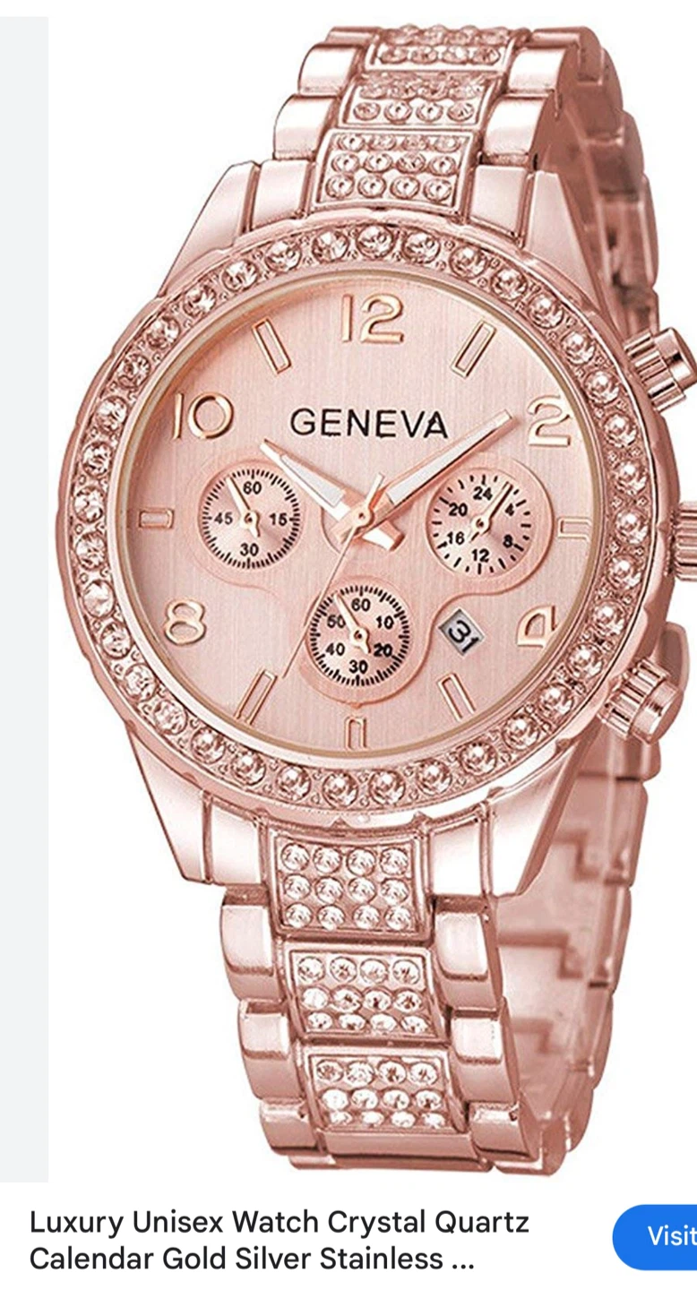 Geneva Crystal Quartz Rose Gold Watch