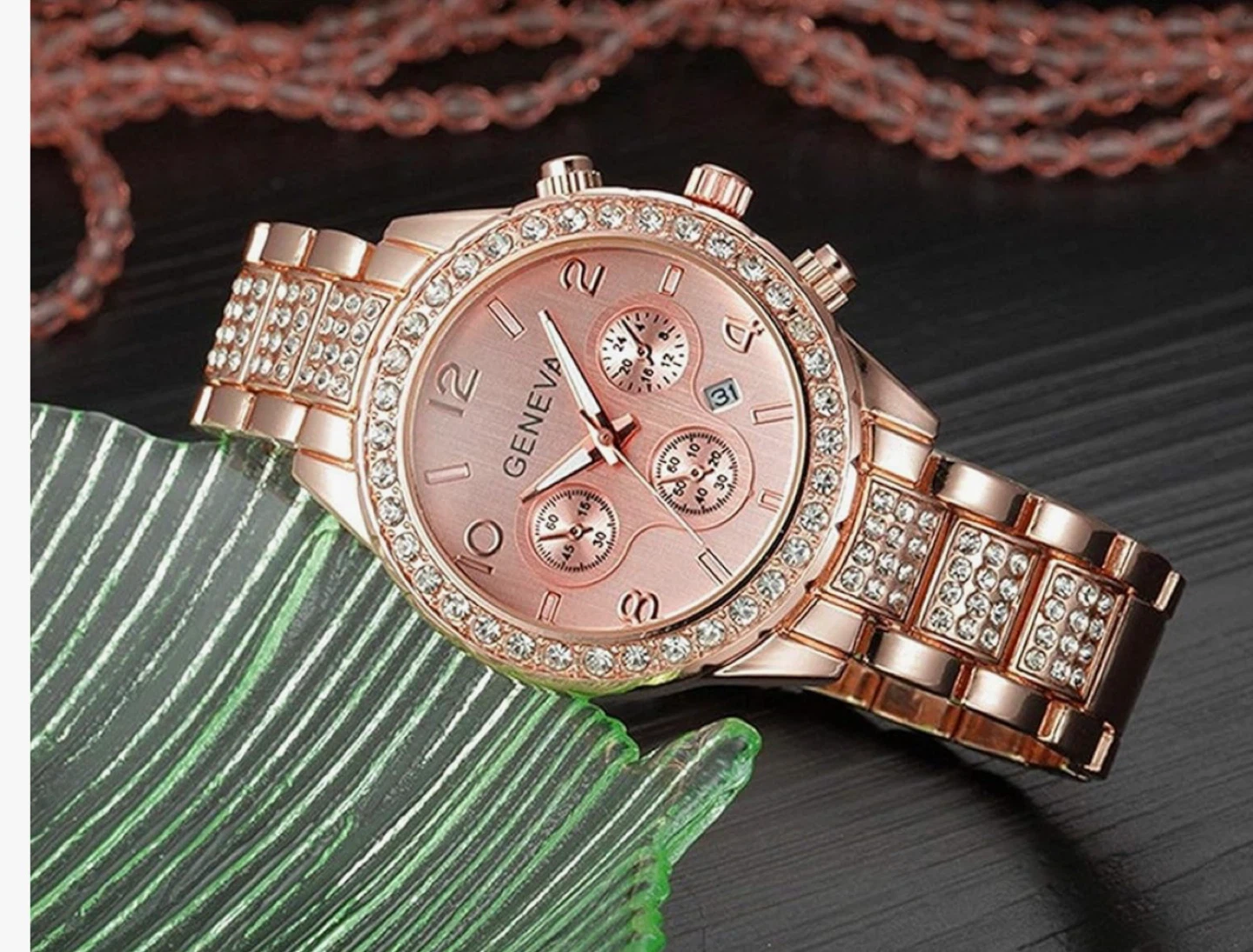 Geneva Crystal Quartz Rose Gold Watch - photo 3