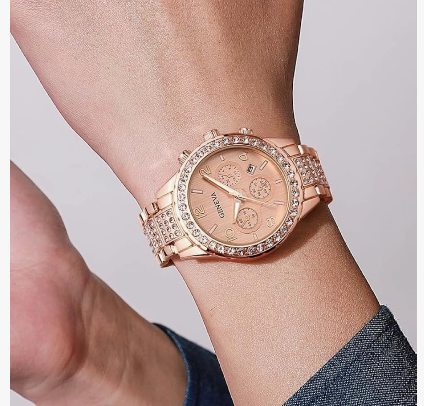 Geneva Crystal Quartz Rose Gold Watch - photo 2