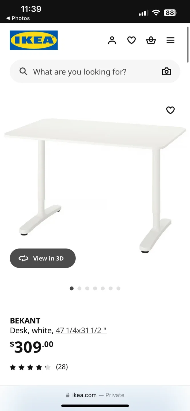 IKEA Bekant Desk - White - 47 1/4x31 1/2" image indicator(5)