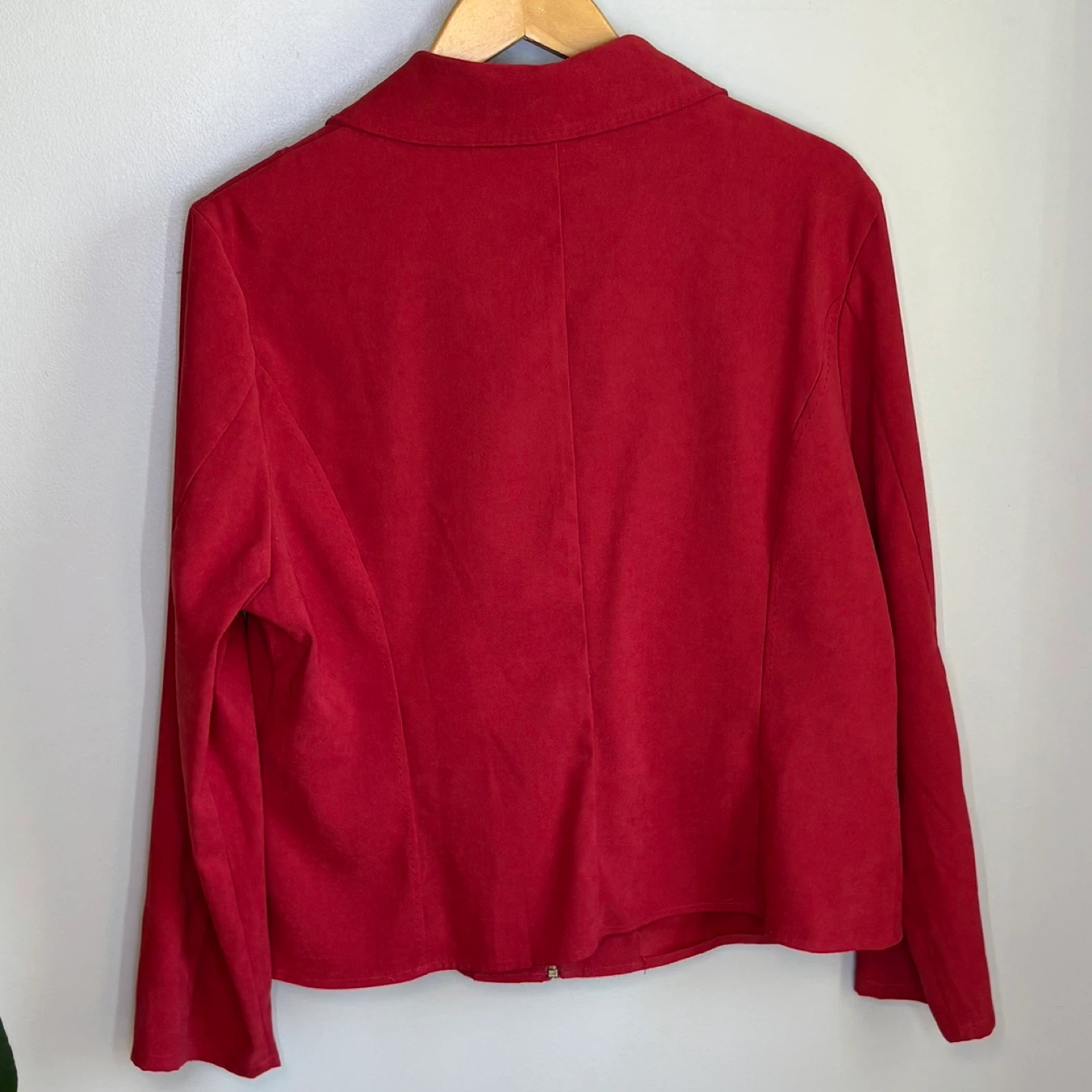 Traditions Cozy Red Brushed Knit Zip-Up Blazer Jacket Size 14 - photo 4
