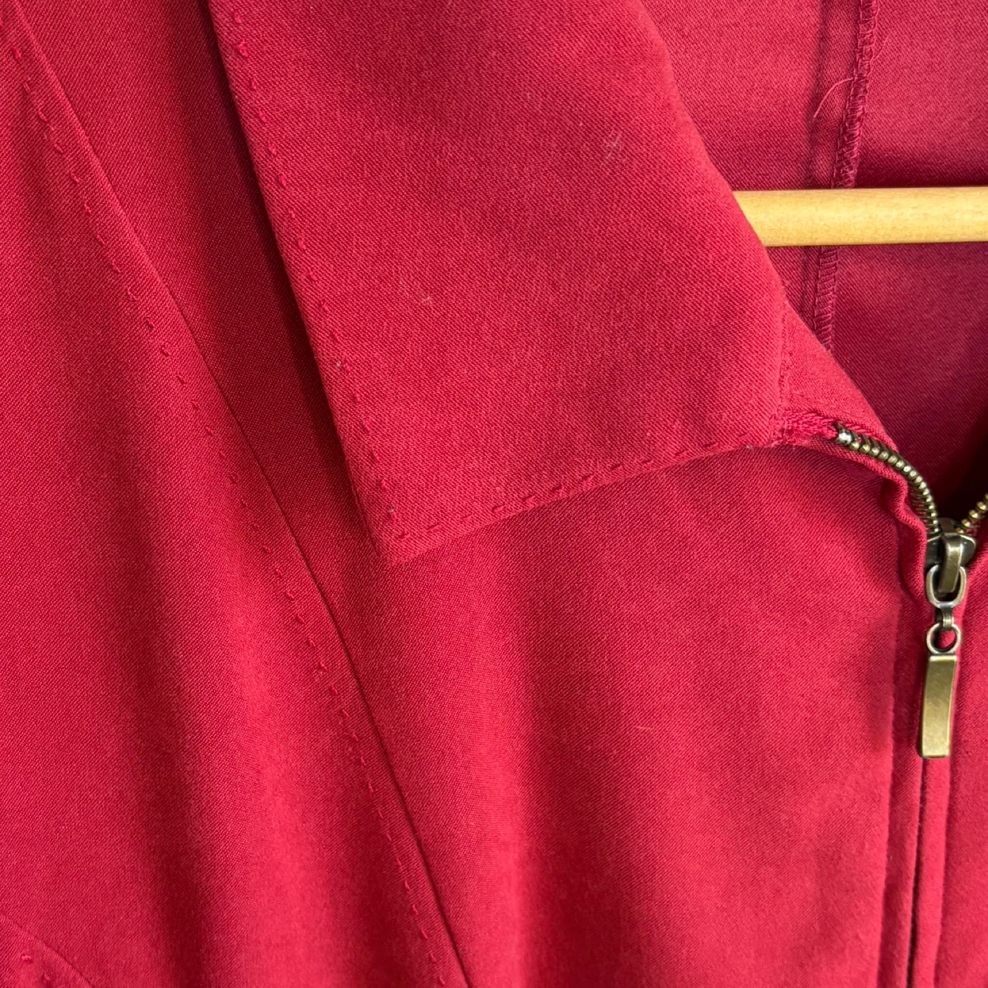 Traditions Cozy Red Brushed Knit Zip-Up Blazer Jacket Size 14 - photo 3