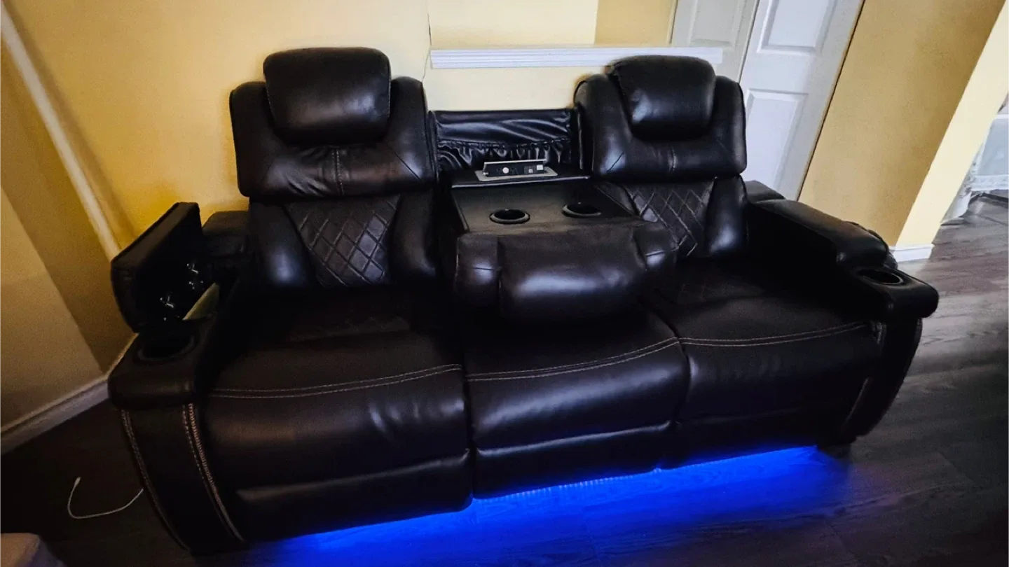 Leather Home Theatre Reclining Sofa