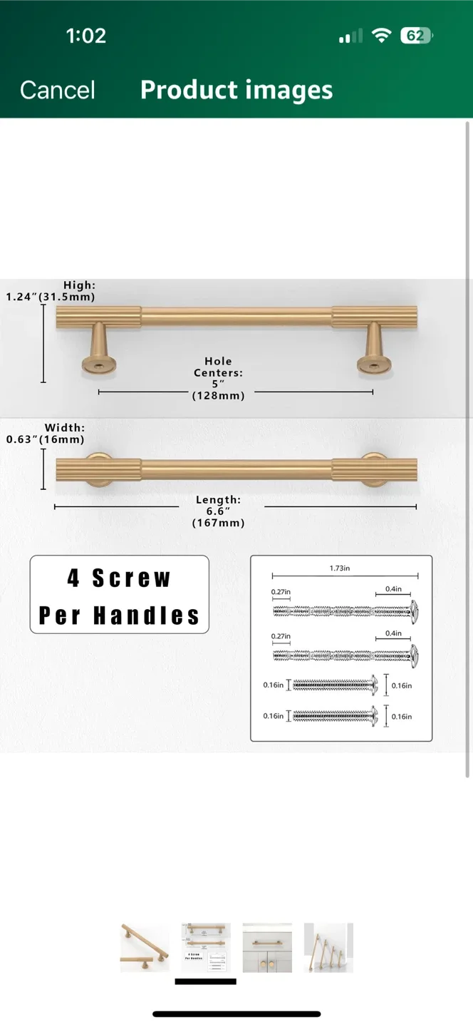 Gold Fluted Cabinet Drawer Pulls 10 pcs image indicator(2)