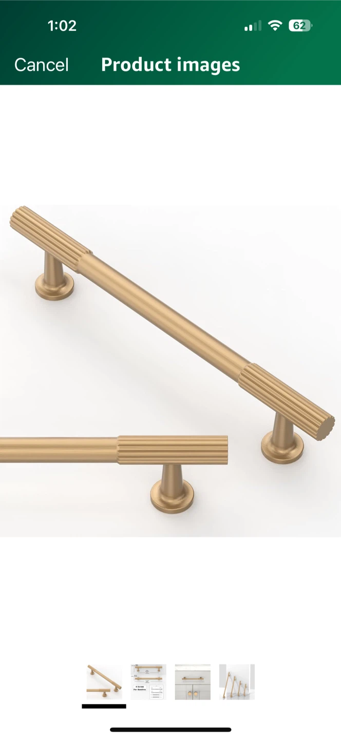 Gold Fluted Cabinet Drawer Pulls 10 pcs
