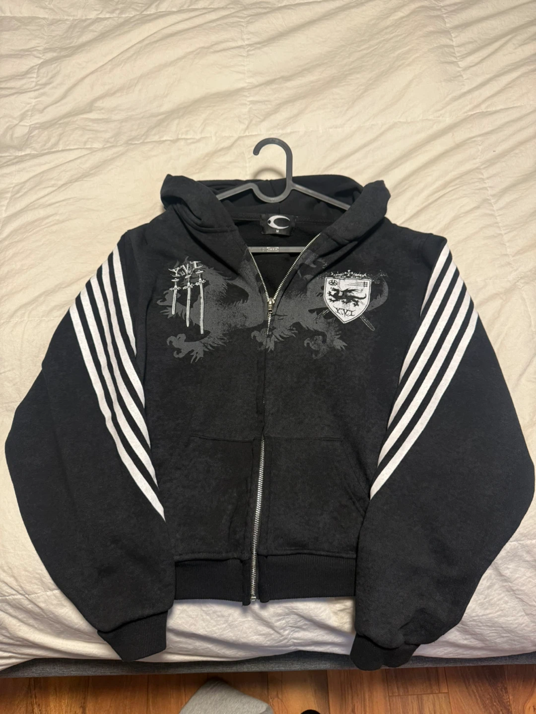 Cozy Black Zip-Up Hoodie - Size M
