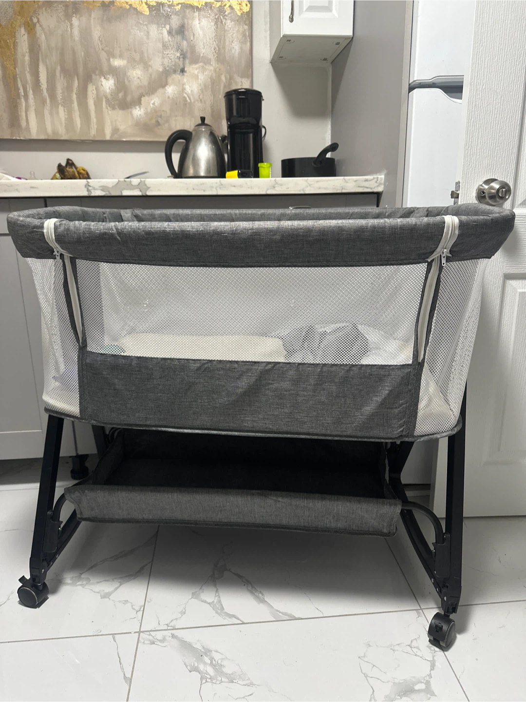 Grey Bedside Bassinet