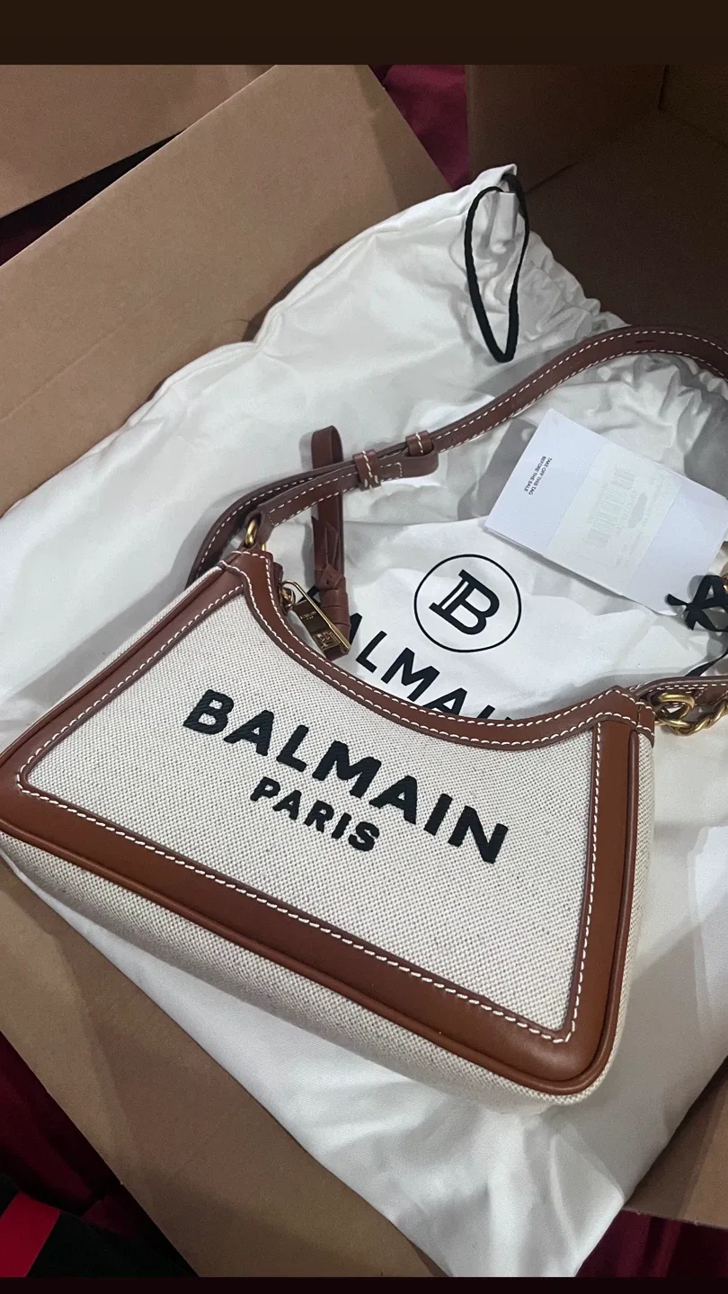 Balmain Paris Canvas Shoulder Bag