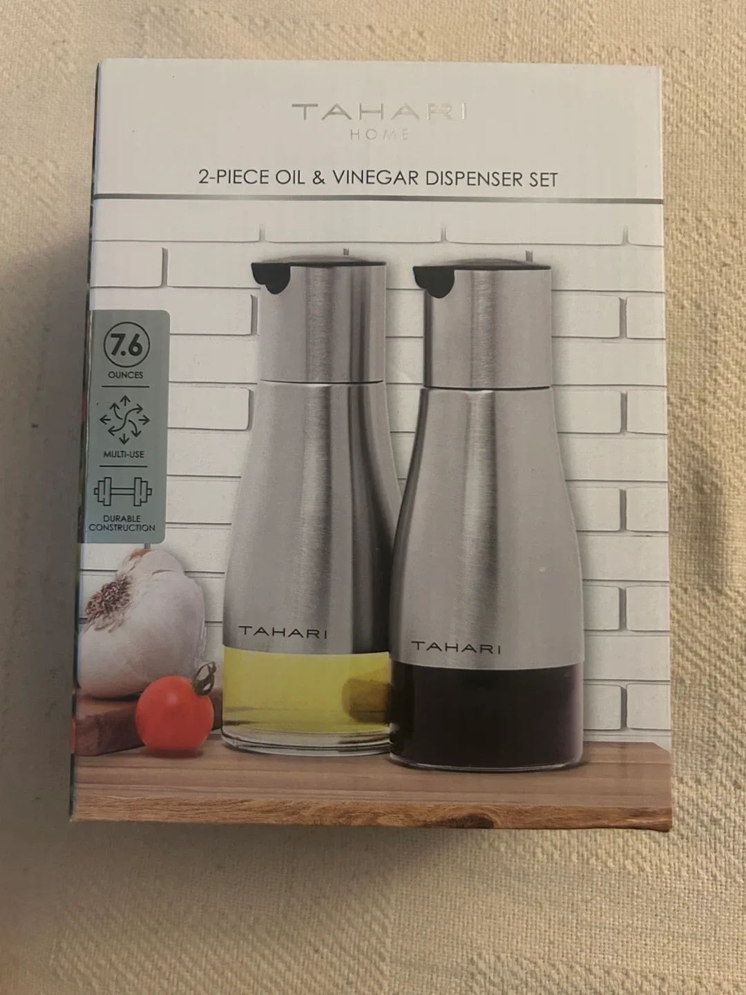 Tahari Home 2-Piece Oil & Vinegar Dispenser Set
