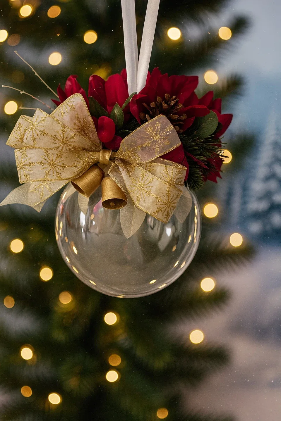 Christmas Ornament with Bow and Bells