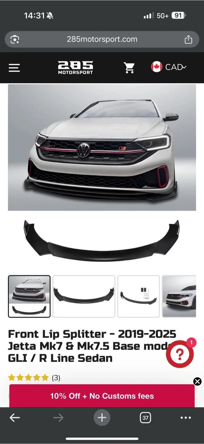 285 Motorsport Front Lip Splitter for Jetta MK7/MK7.5