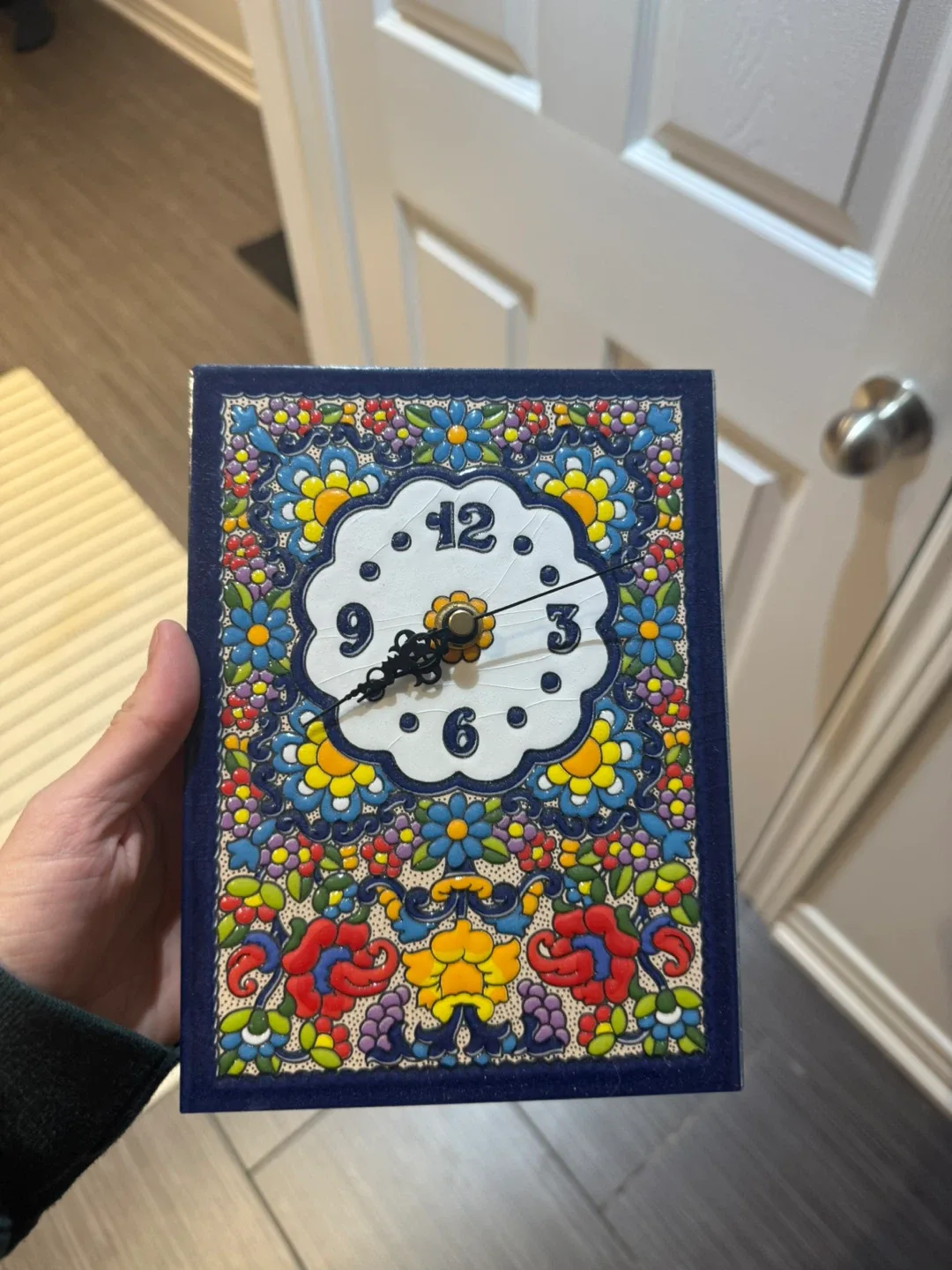 Decorative Floral Tile Clock