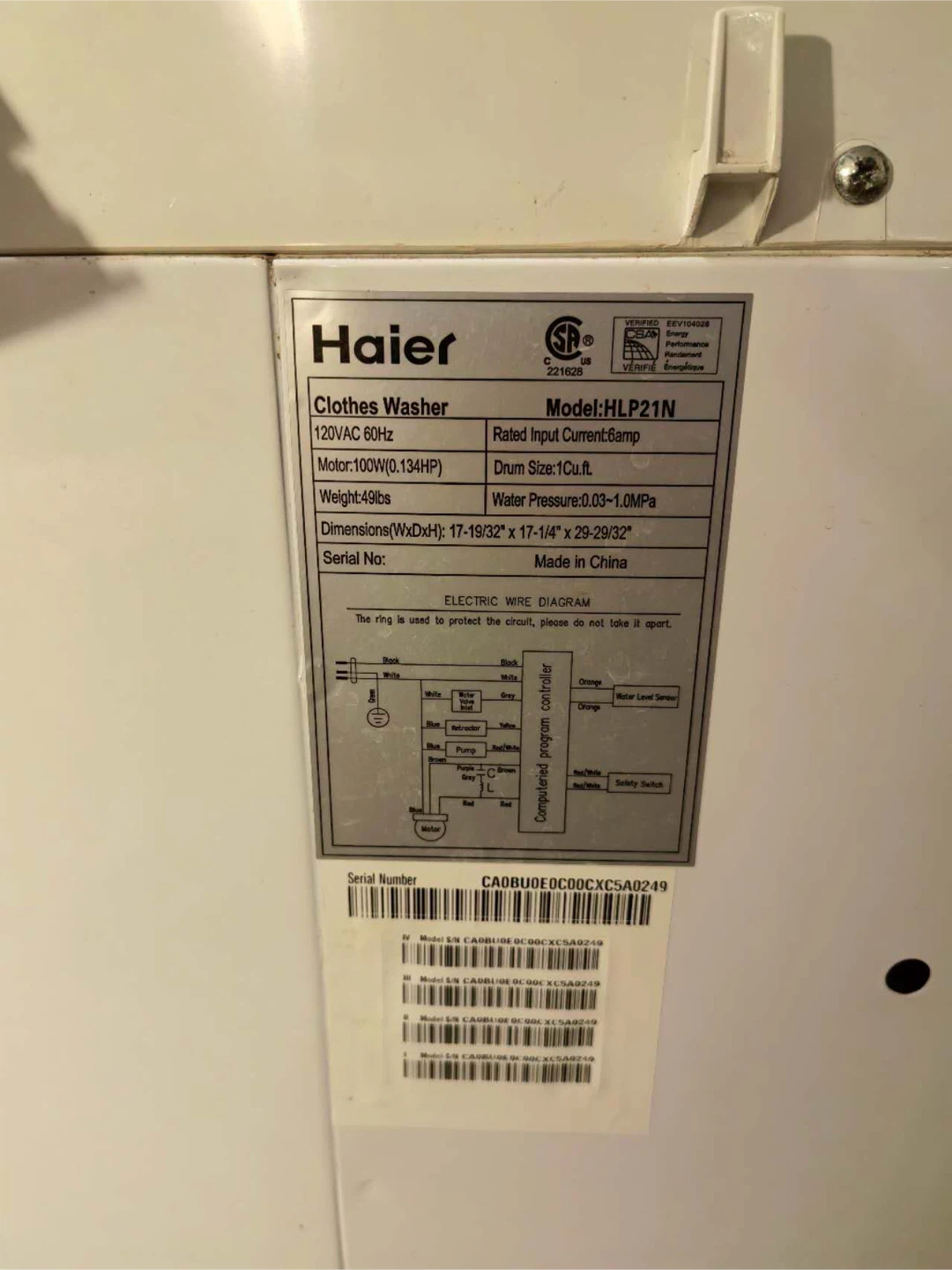 Haier HLP21N Portable Clothes Washer - photo 3