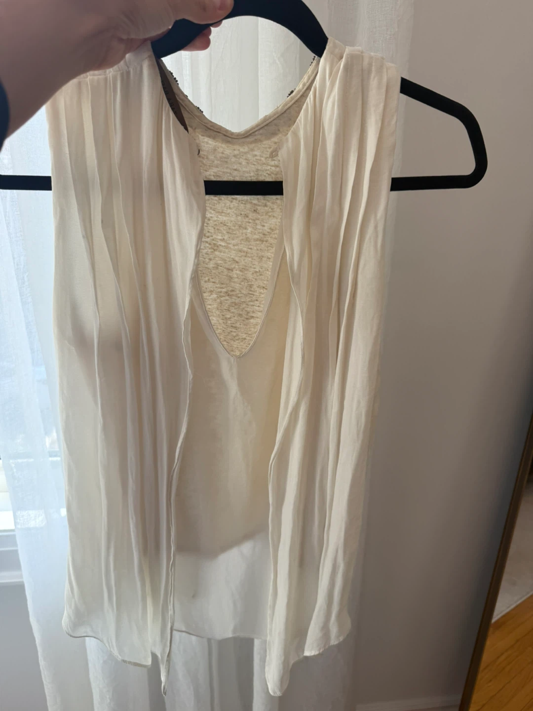 Beige Sleeveless Top with Embellished Neckline - photo 3