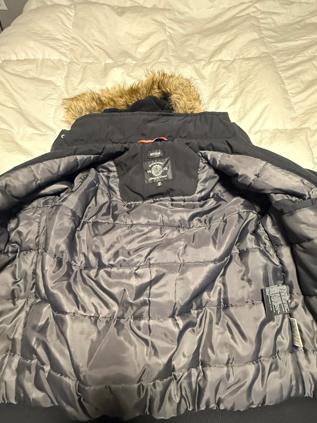 Bershka Black Winter Jacket with Fur Hood