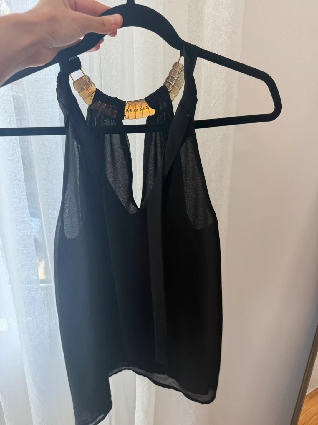 Black Halter Top with Gold Detail image indicator(2)