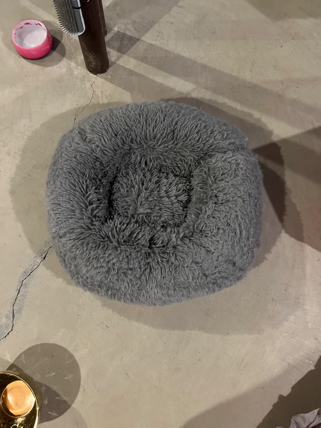 Grey Fluffy Pet Bed