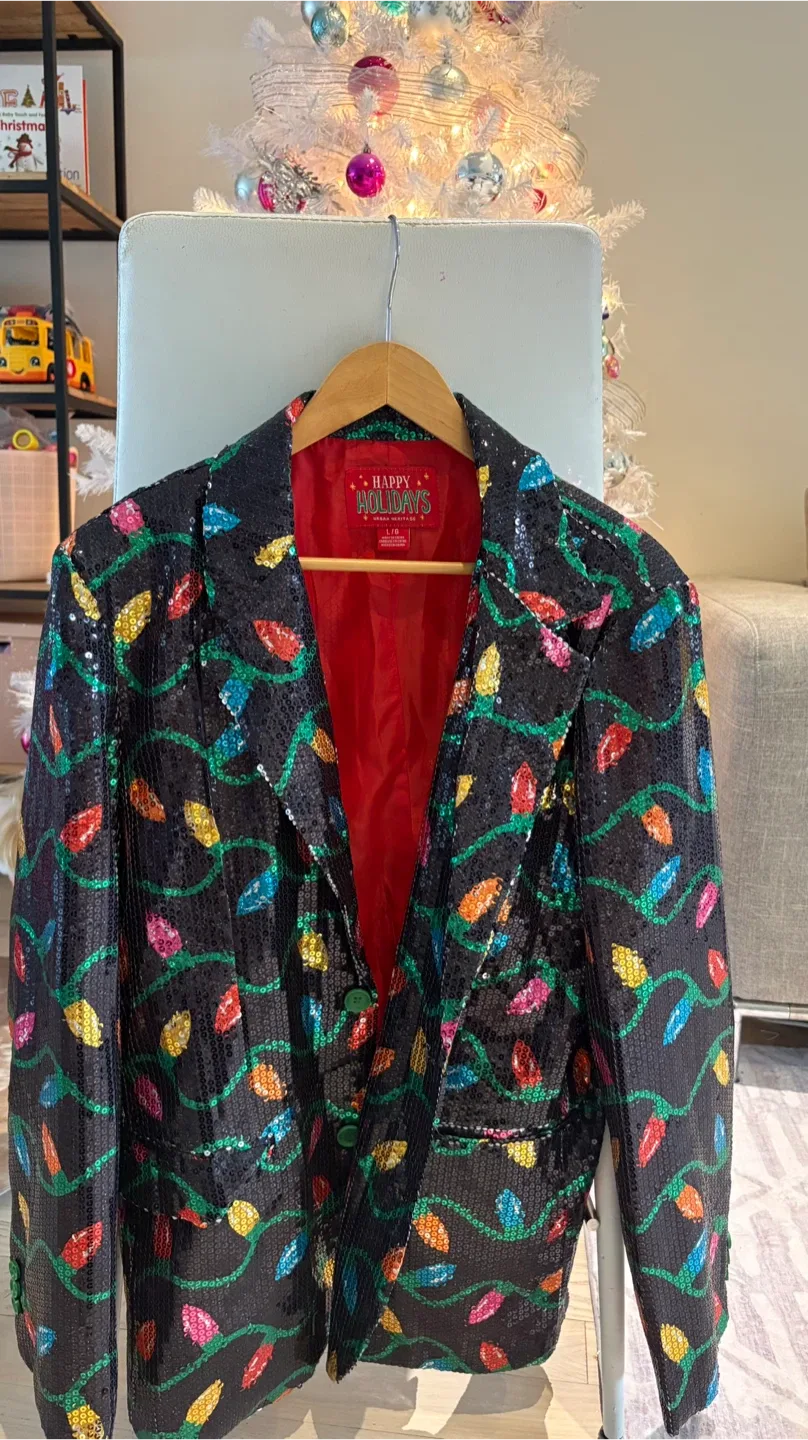 Urban Heritage Happy Holidays Sequin Blazer L/G