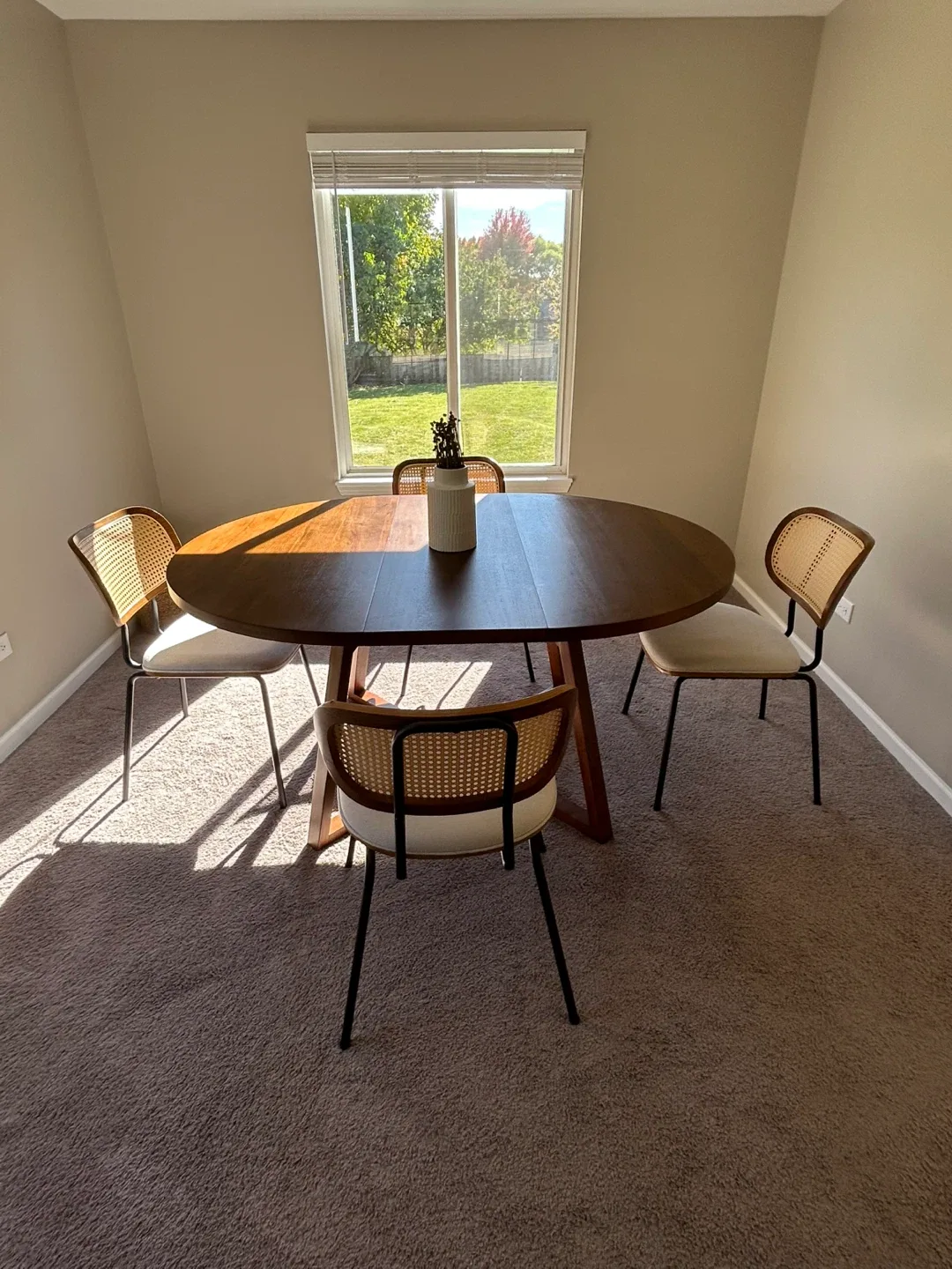 Dining Table with 4 Rattan Chairs