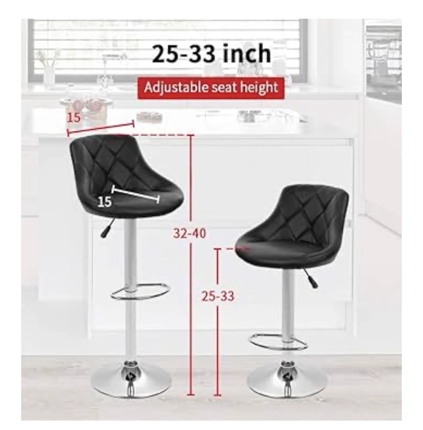 Black Adjustable Bar Stools (Set of 4) - photo 2