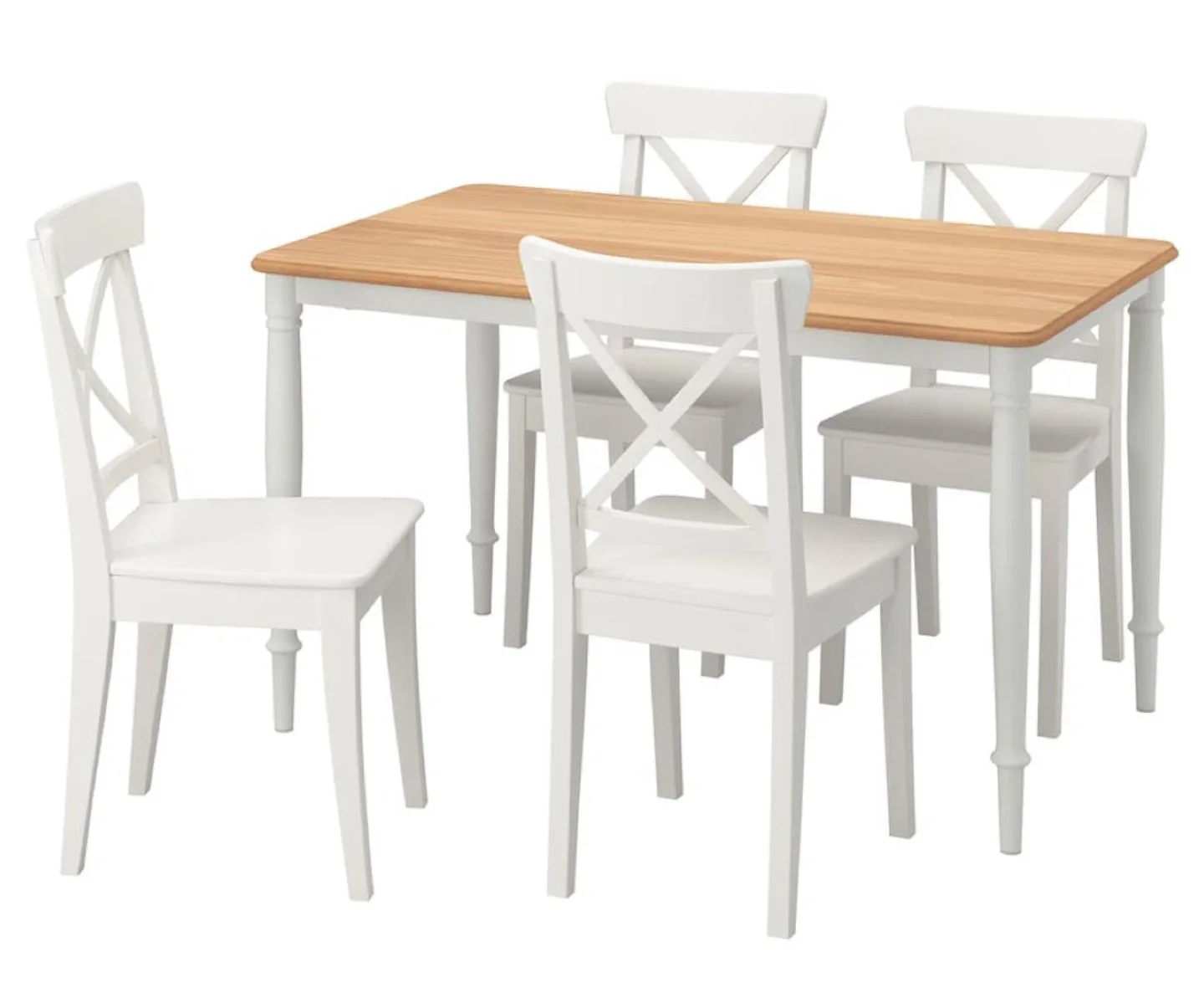 Ikea Dining Table & 4 Chairs - White/Wood image indicator(4)