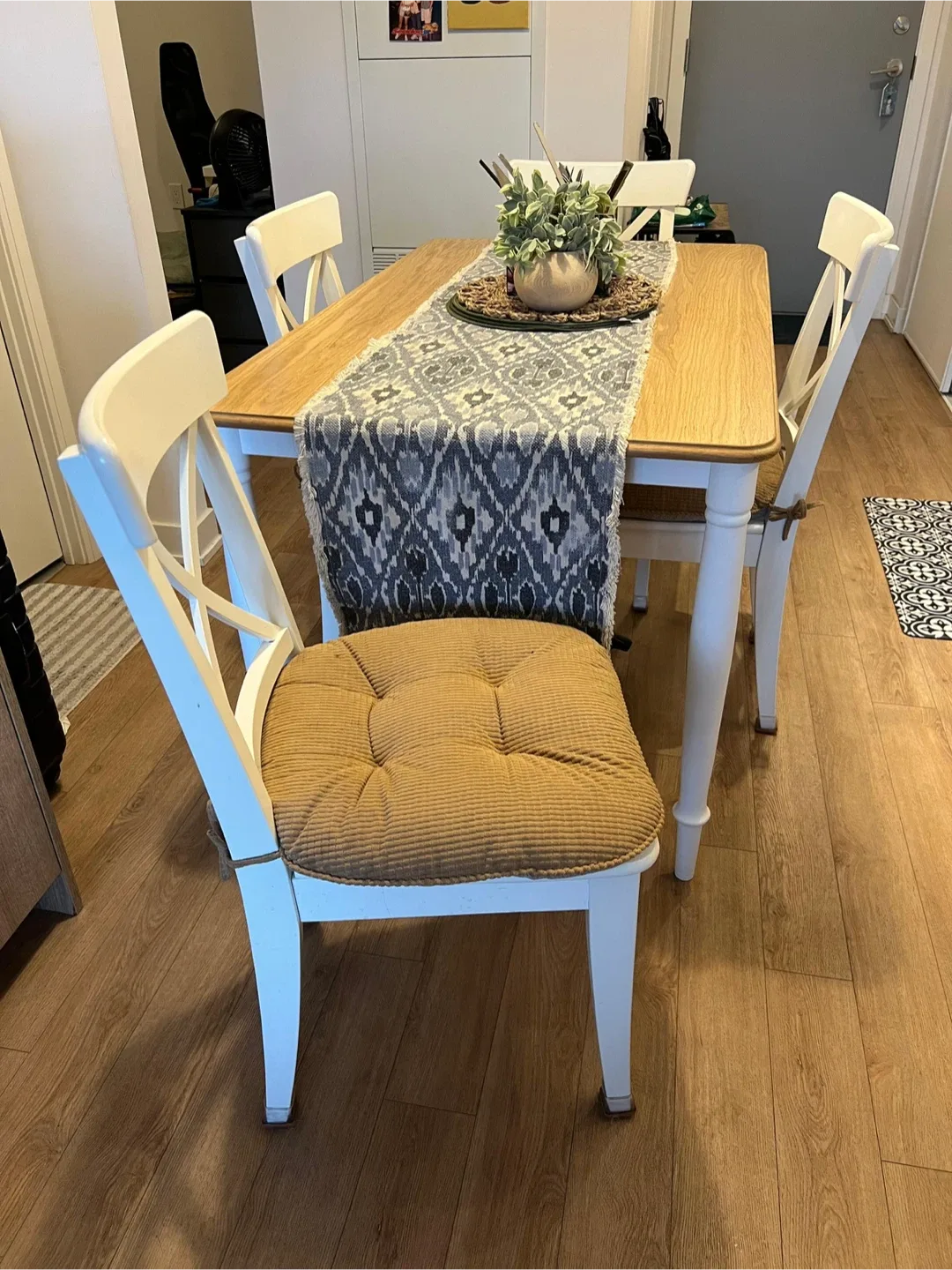 Ikea Dining Table & 4 Chairs - White/Wood image indicator(3)