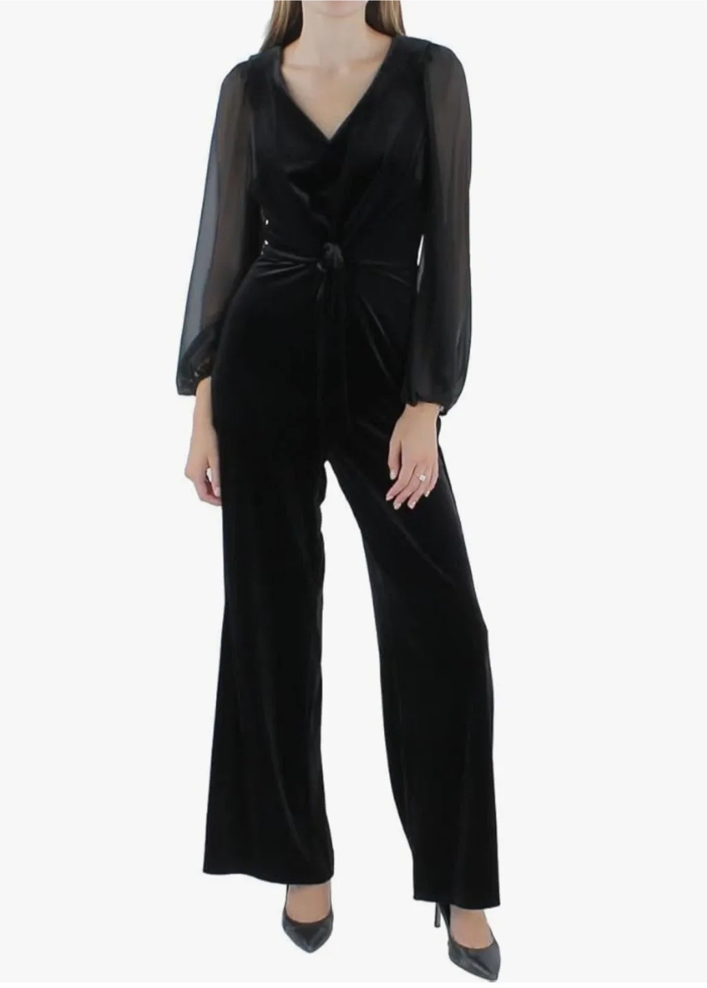 CeCe Black Velvet Jumpsuit image indicator(6)