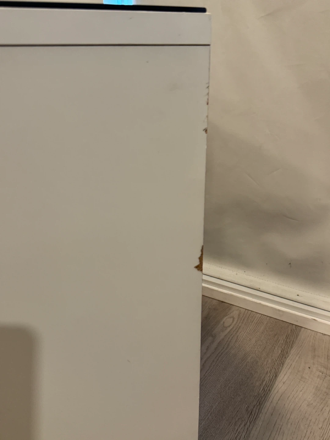 White Bedside Table with Black Glass Top - photo 5
