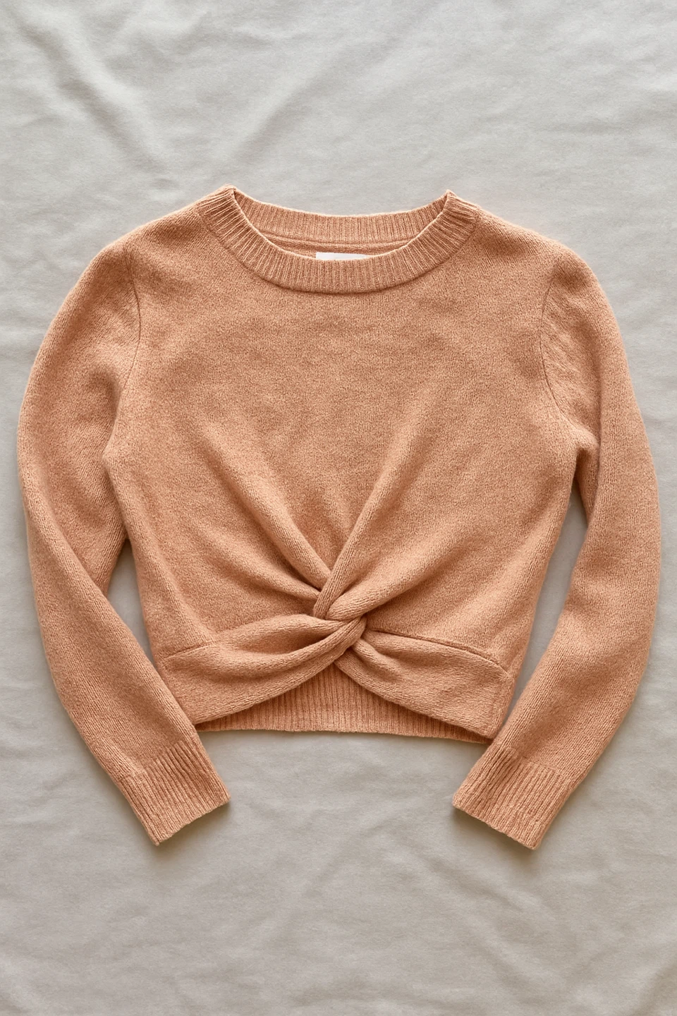 Peach Knit Sweater with Twist Detail