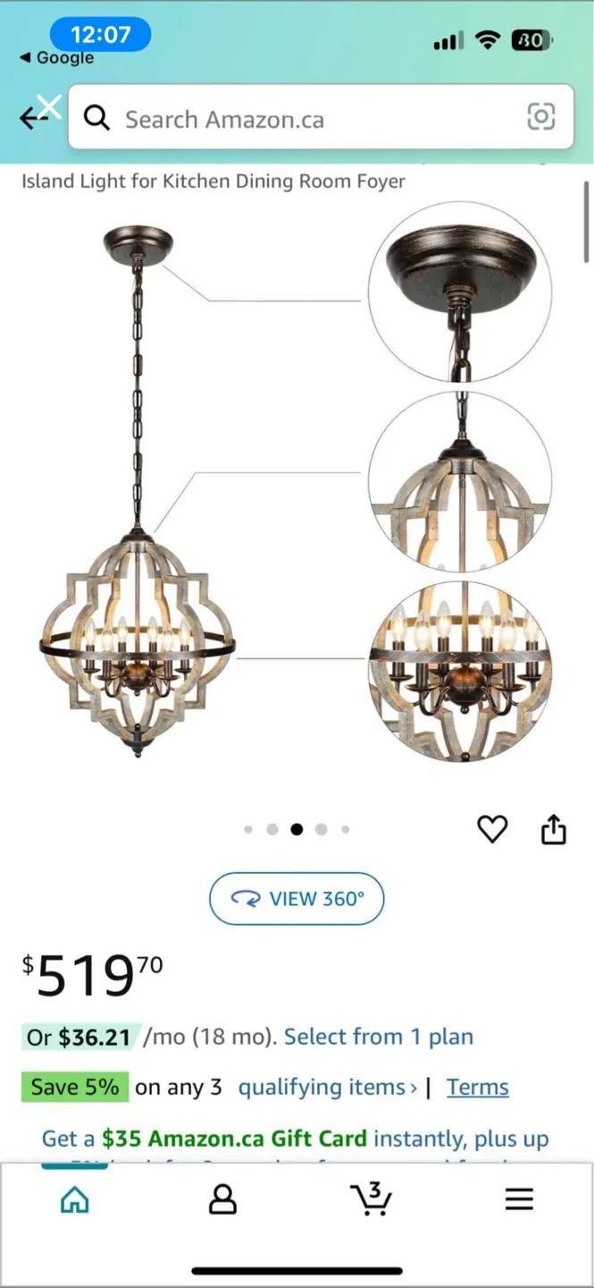 Island Light Chandelier for Kitchen, Dining Room image indicator(2)