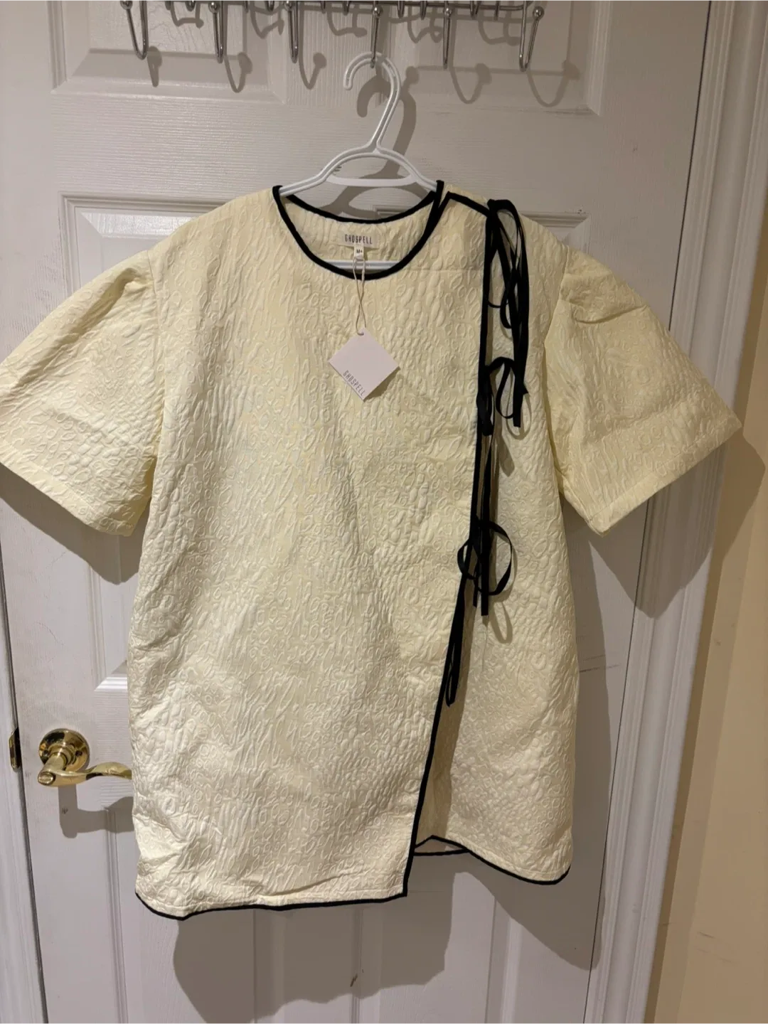 Ghospell asymmetrical contrast bow mini dress thumbnail