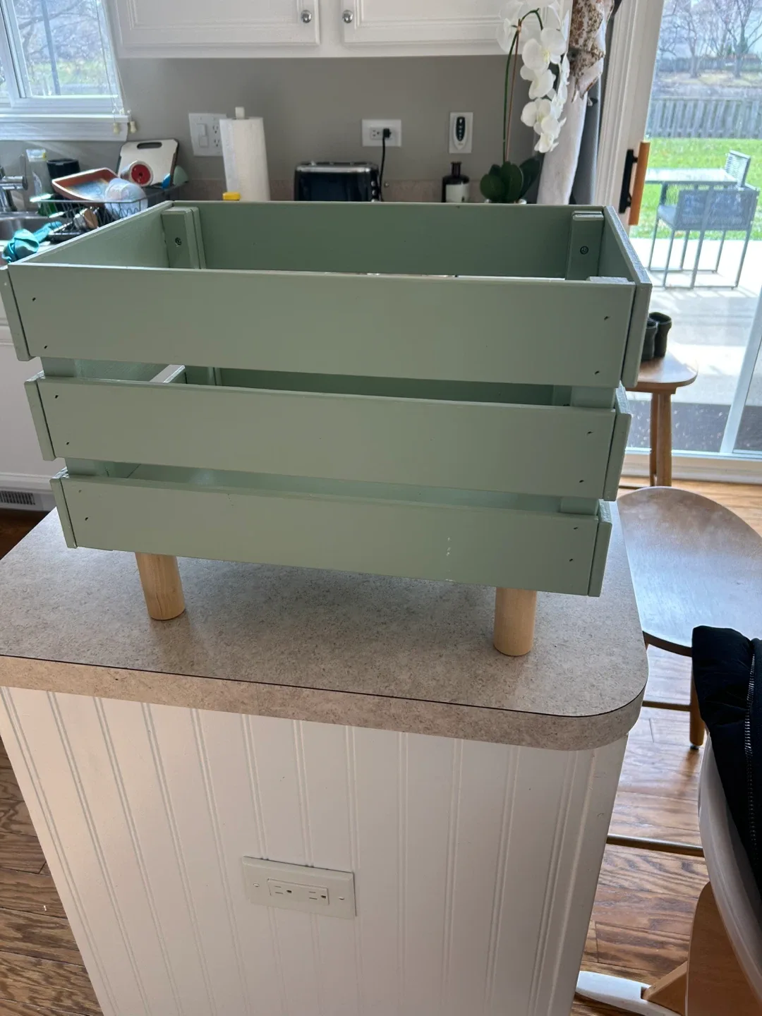Sage Green Wooden Storage Crate